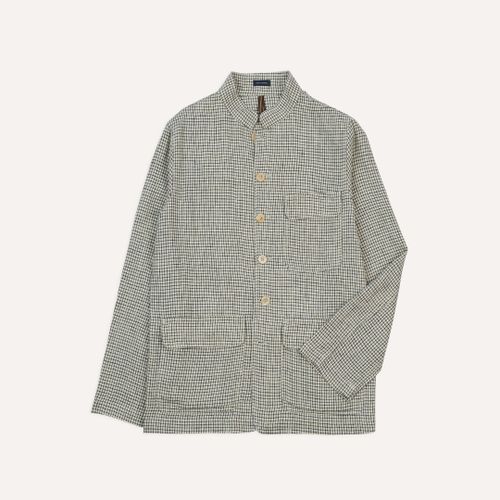 Ecru Check Linen Forestiere Jacket