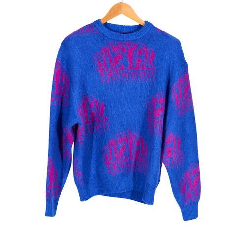 Flower Rave Shaggy Sweater Blue Red