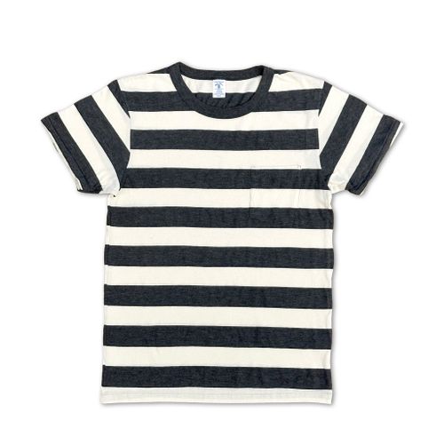 Big Stripe S/S C/N Tee w/PKT / O.White/Charcoal