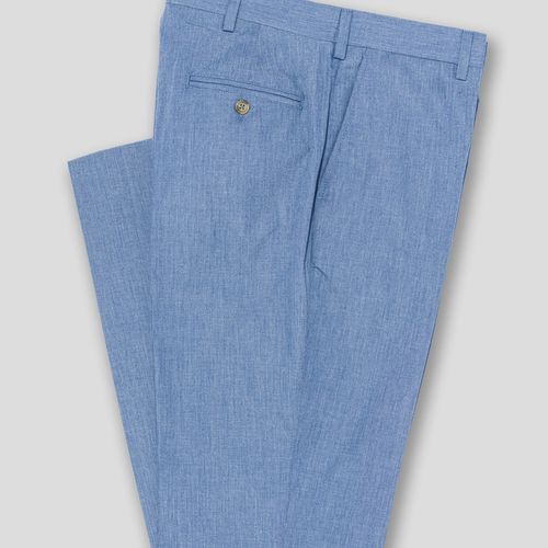 Poplin Classic Trousers - Blue Melange