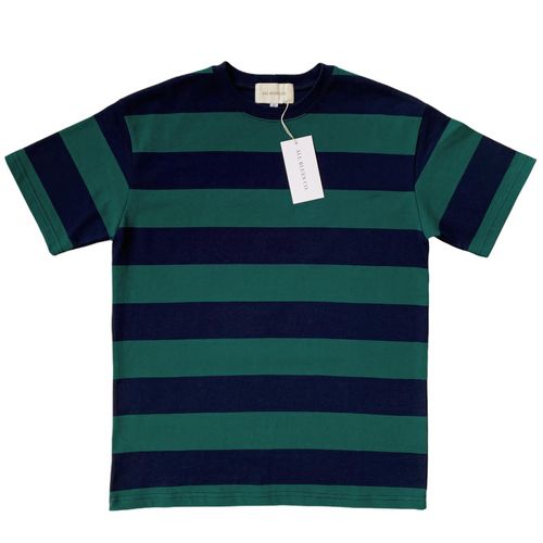 All Blues Co Heavyweight Striped Tee – Navy/Forest Green