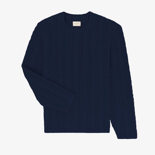 Pointelle Cable Crewneck Sweater