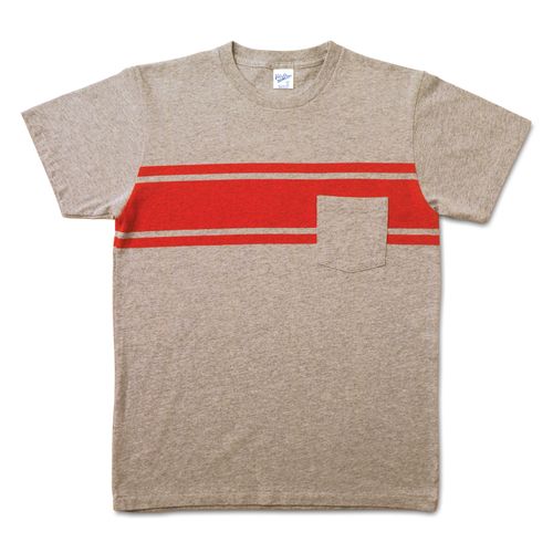 College Stripe Tee / H.Grey/Red