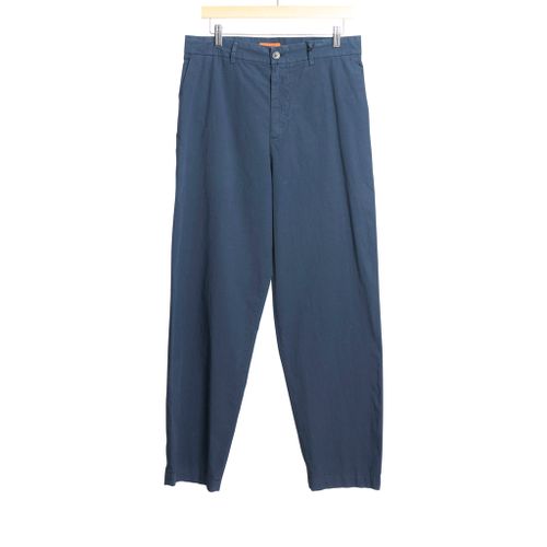 Canasta Button Waist Cotton Poplin Trouser Navy