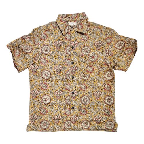 Khushi Camp Shirt Kalamkari Floral Yellow Sage