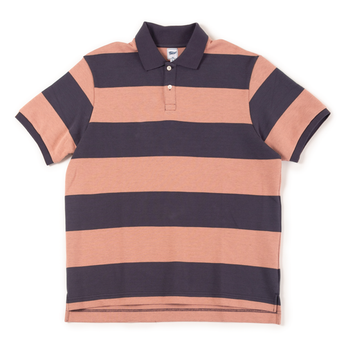 Relaxed Fit Wide Stripe Polo - Navy/pink