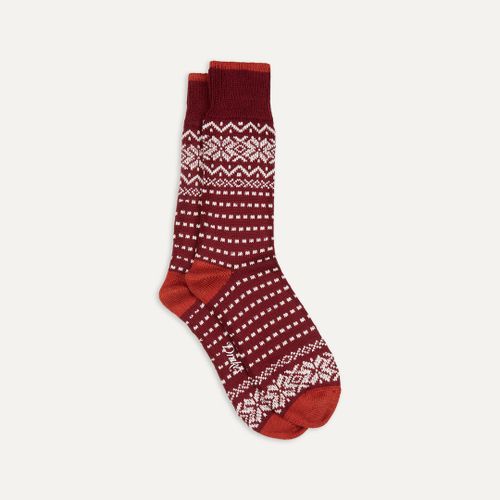 Red Fair Isle Wool Cotton Socks