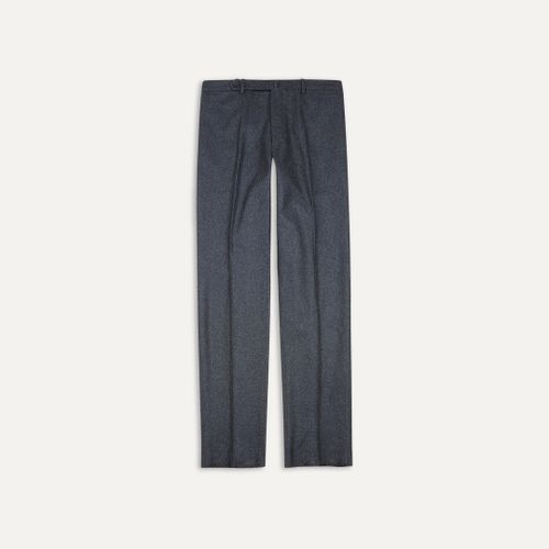 Grey Wool Flannel Flat Front Trouser