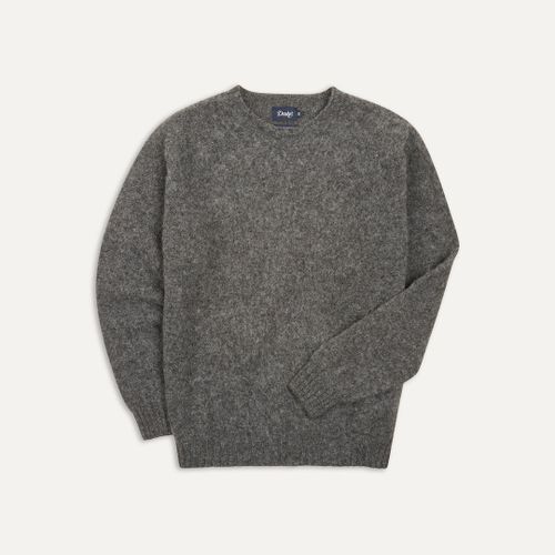 Charcoal Brushed Shetland Crew Neck Jumper