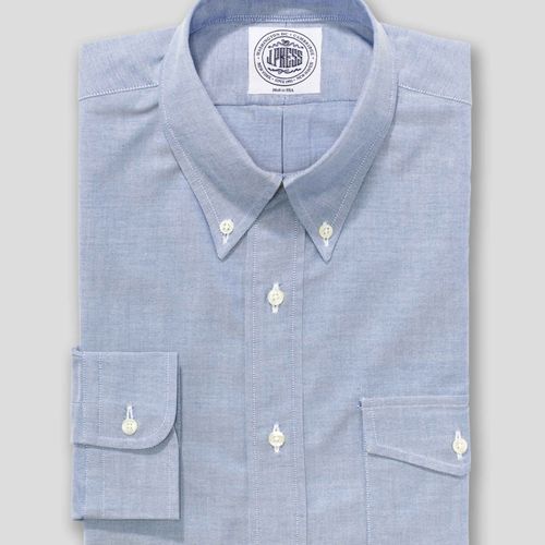 Blue Oxford Dress Shirt With Flap Pocket