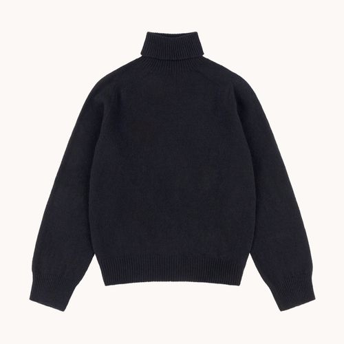 Lambswool Roll Neck Sweater - Black