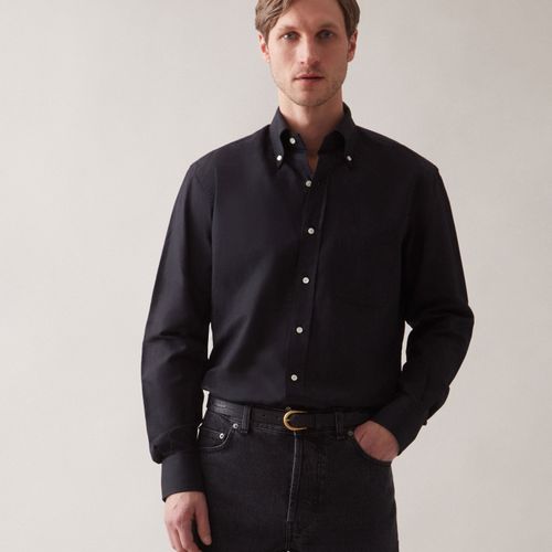 FERDINAND Cotton/Linen Button Down Shirt Black Black