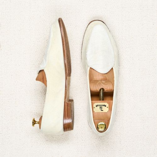 Baudoin & Lange Cream Raw Silk/Suede Loafers MTO (Pre-Owned)