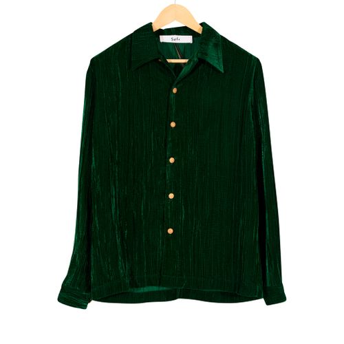 Lou Overshirt Bottle Green Velvet