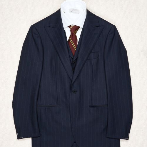 Ring Jacket AMJ04 Navy Wool Pinstripe Sport Coat with Waistcoat (Pre-Owned)