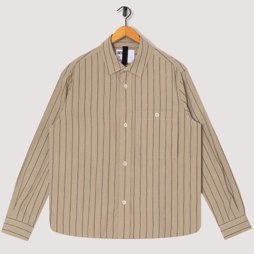 Wide Stripe Overall Shirt - Stone/Navy/Bark