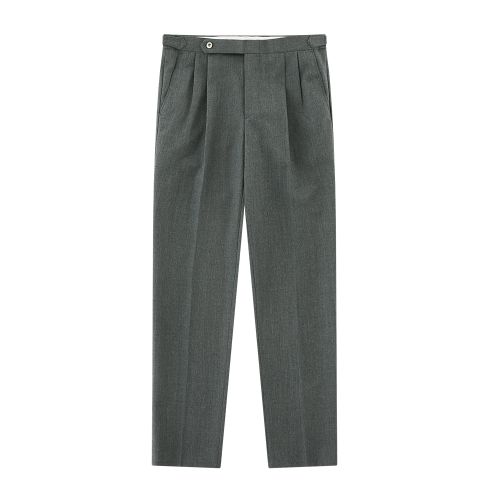 Bellief Wool Two Tuck Adjust Trousers- Grey