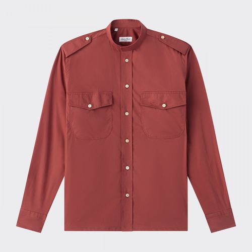 Stand Collar Officer Shirt : Burgundy