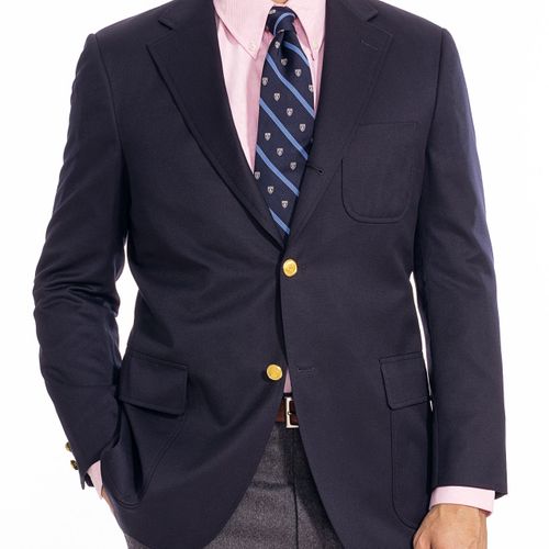 Navy Peppin Merino Blazer - Trim Fit