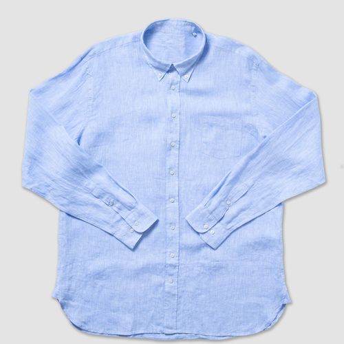 Linen Long Sleeve Shirt - Light Blue