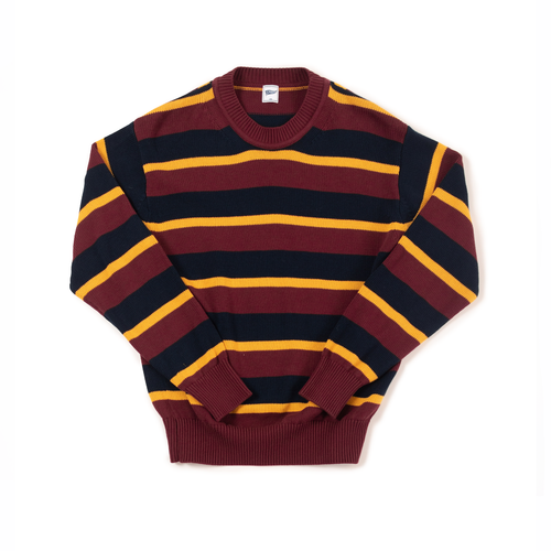 Stripe Crew Neck Sweater - Navy/burgundy