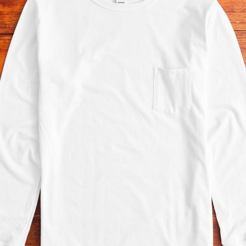 Long Sleeve Pocket T-Shirt in White