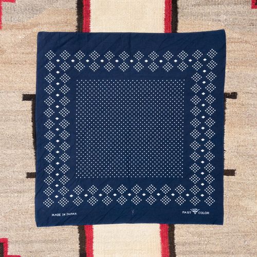 Indigo Discharge Selvedge Bandana - Indigo