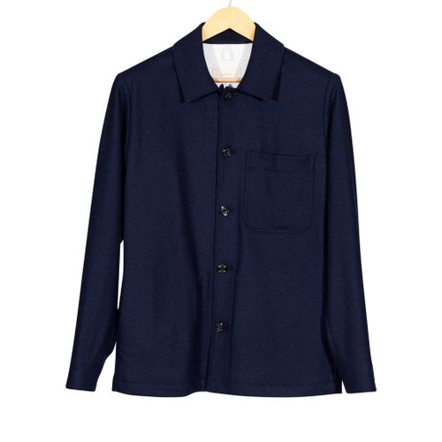 Alfred Wool One Pocket Overshirt Navy