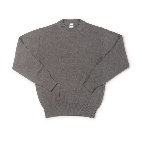 Solid Cotton Crew Neck Sweater - Light Grey