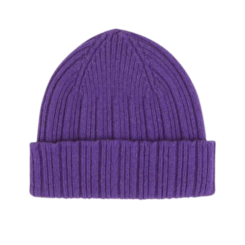 Drake’s Angora Lambswool Ribbed Knit Cap- Purple