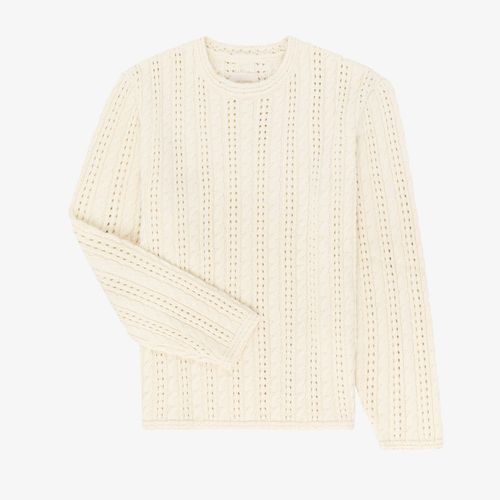 Pointelle Cable Crewneck Sweater