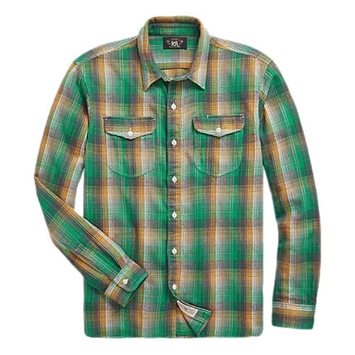 Plaid Twill Workshirt Green Yellow