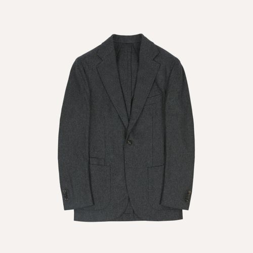 Grey Wool Flannel Tailored Jacket