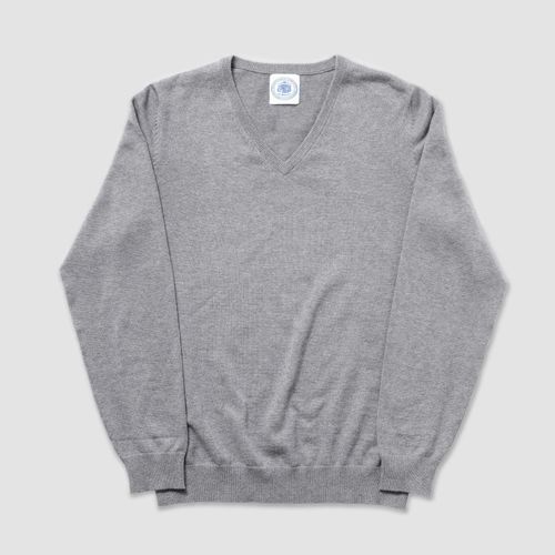 Cotton Cashmere V-neck Sweater - Grey