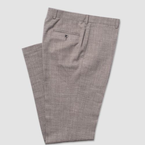 Brown Crash Linen Trousers - Classic Fit