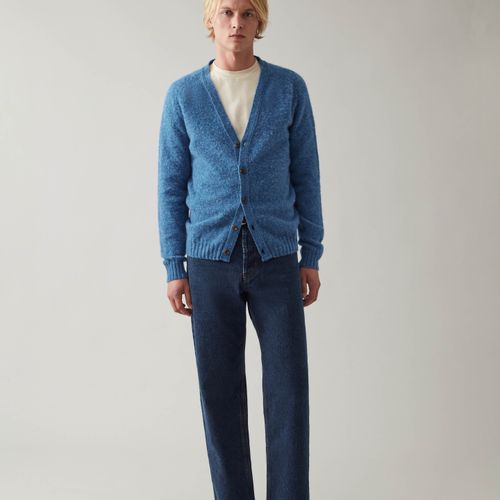 BRIAN Shaggy Cardigan Blue Blue