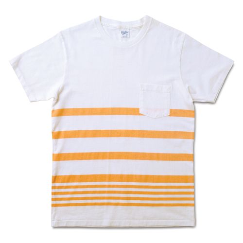 Narrow Wave Stripe Tee / White/Orange