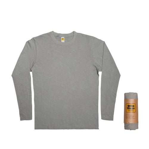 Rolled Long sleeve Crew neck Tee / Grey