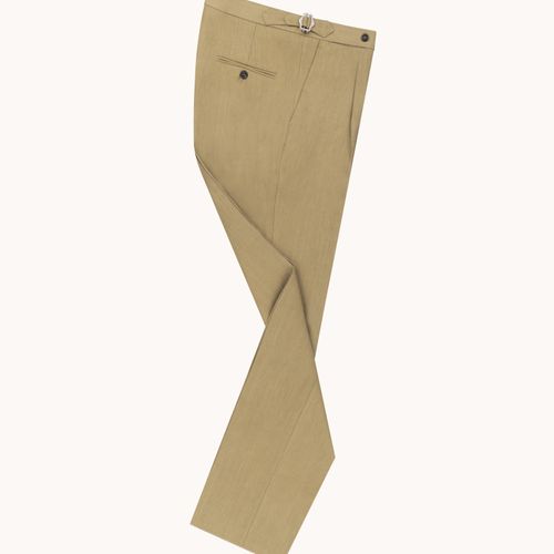 Single Pleat Trouser - Olive Linen