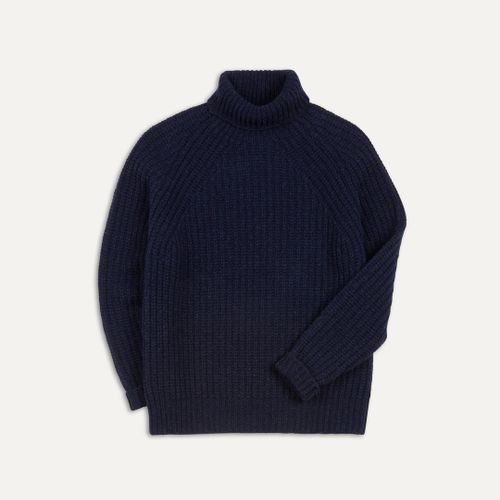 Navy Lambswool Heavy Gauge Submariner Roll Neck Jumper