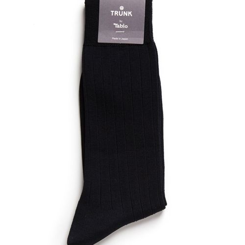 Tabio Cotton Ribbed Socks: Dark Navy