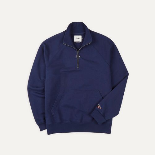 Navy Cotton Quarter Zip Sweatshirt