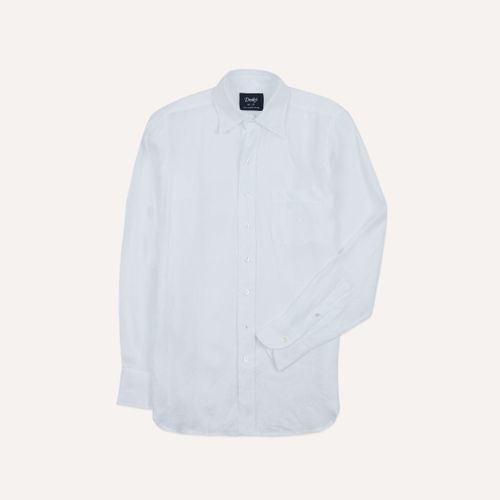 White Linen Long Point Collar Shirt