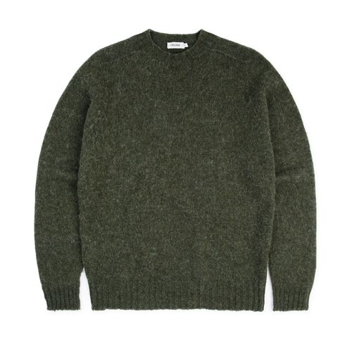 Trunk Berwick Brushed Shetland Crew Sweater: Dark Olive