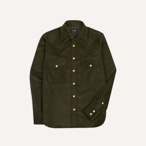 Green Corduroy Two-Pocket Western Shirt