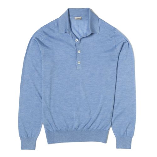 Caruso MA36 Light Blue Cashmere Silk Long Sleeve Polo (NOS)