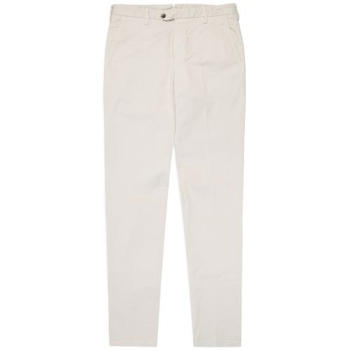 Trunk Welbeck Flat Front Cotton Trousers: Bone