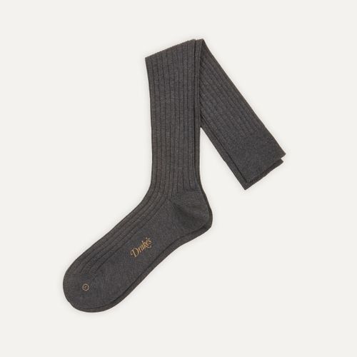 Charcoal Cotton Over-the-Calf Socks