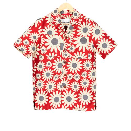 Red Daisy Jacquard Short Sleeve Shirt