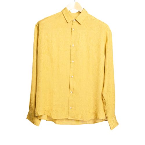 Jack Long Sleeve Button Front Shirt Gold Jacquard